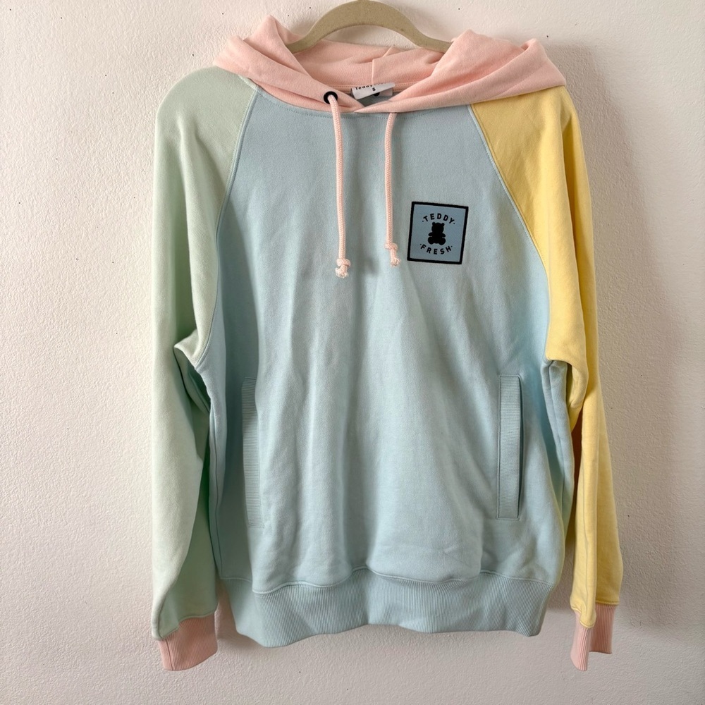 Teddy Fresh Classic colorblock hoodie jacket pastel size small adult unisex